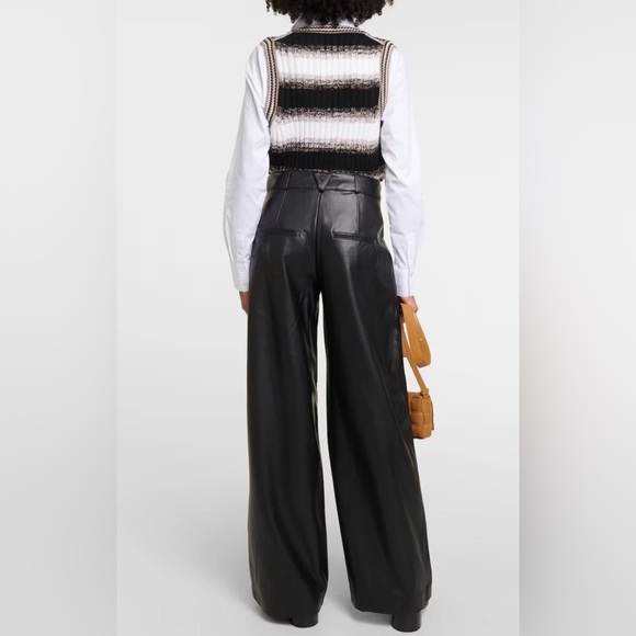 Veronica Beard Rennert Black Faux Leather Wide Leg Pants Sz 4 - Picture 3 of 13